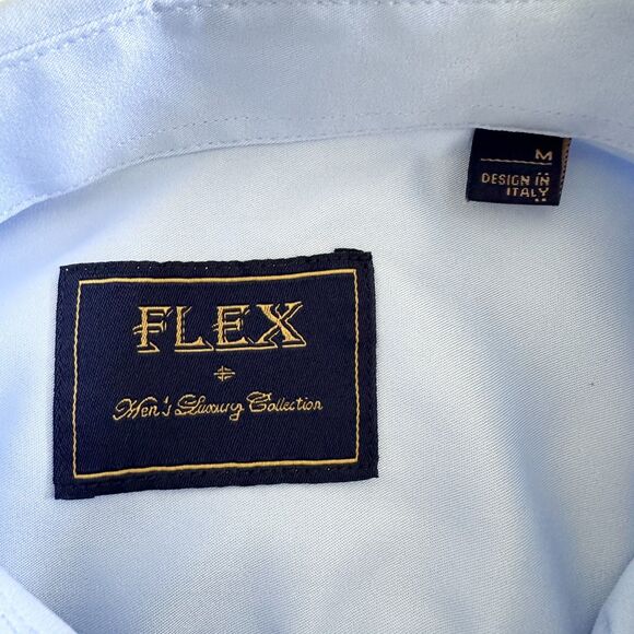 Flex Dress Shirt Mens Size M Light Blue Luxury Collection Designed in Italy - Picture 5 of 8